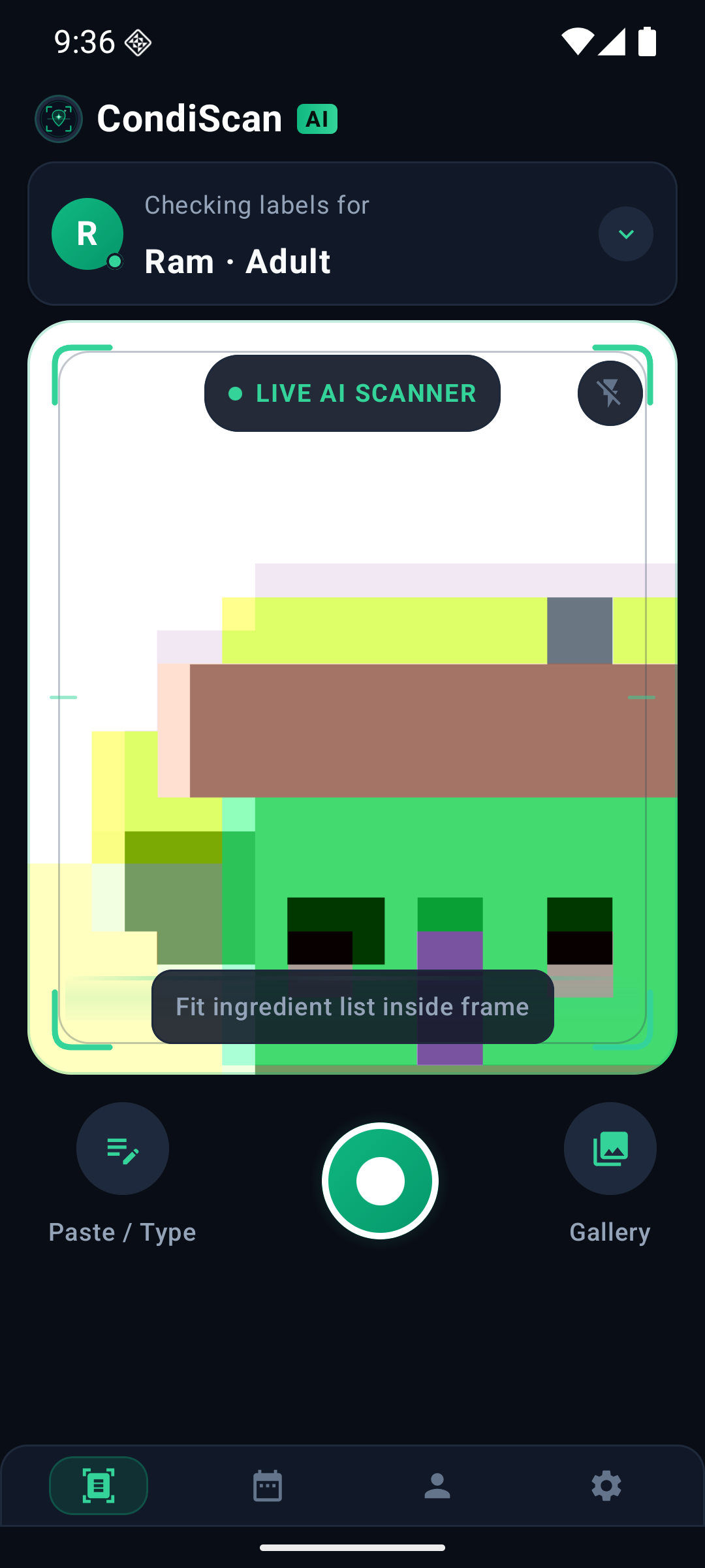 CondiScan AI Sweeping Laser Scanner Screen