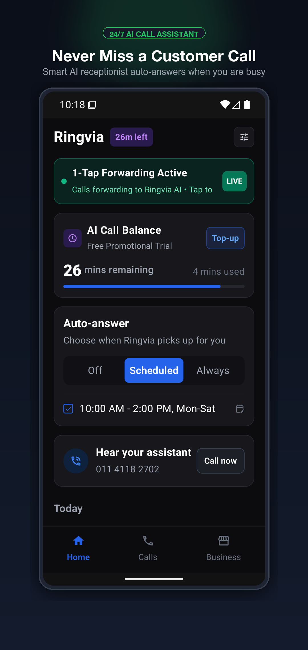Kall AI Home Dashboard & Screening Gate